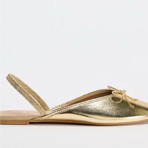 NWT GOLD ZARA Slingback Ballet Flats SIZE 10